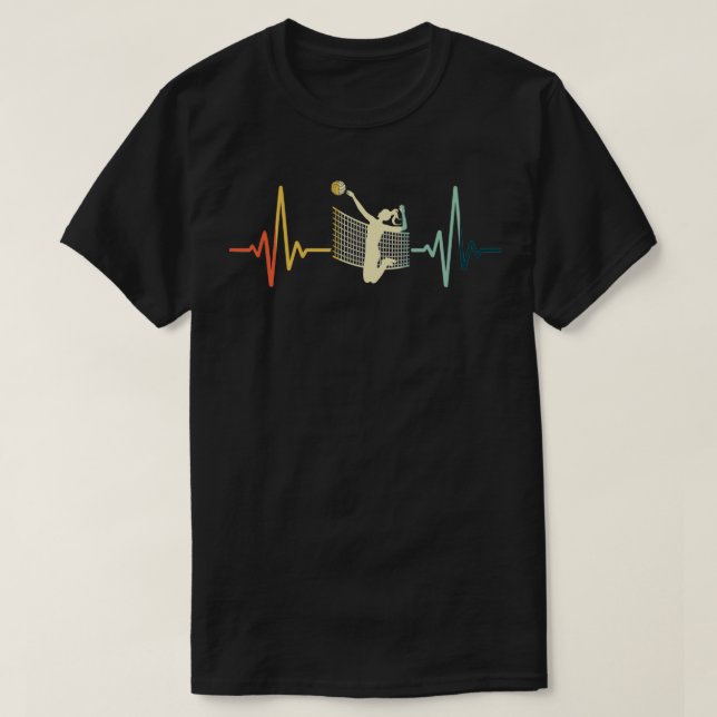 T-shirt Volleyball Heartbeat Vintage (Design devant)