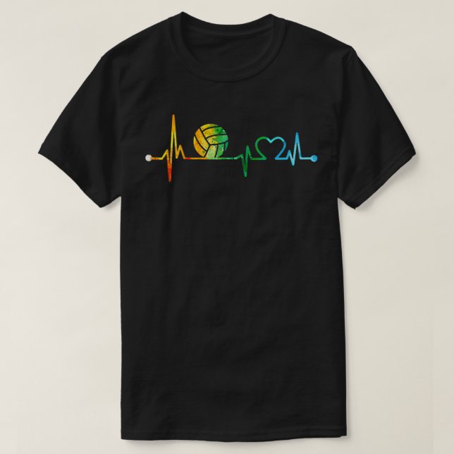 T-SHIRT VOLLEYBALL HEARTBEAT WATERCOLOR 1 (Design devant)