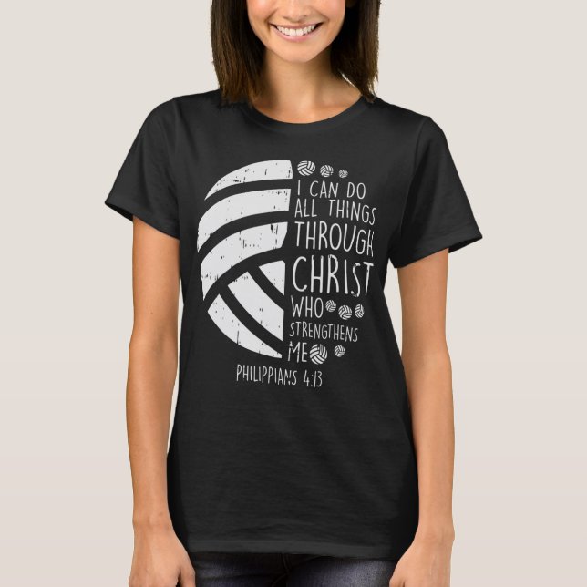 T-shirt Volleyball je peux faire des choses Bible Verse Di (Devant)
