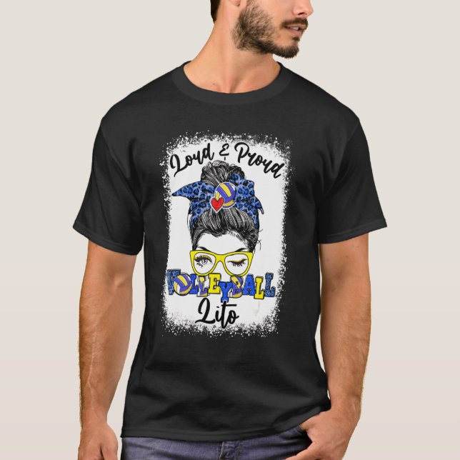 T-shirt Volleyball Loud Et Fière Lito Messy Bun Bleached (Devant)