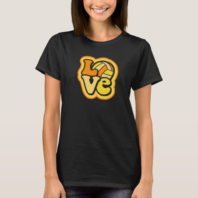 T-shirt Volleyball Love Orange & Yellow for Teens & Women  (Devant)
