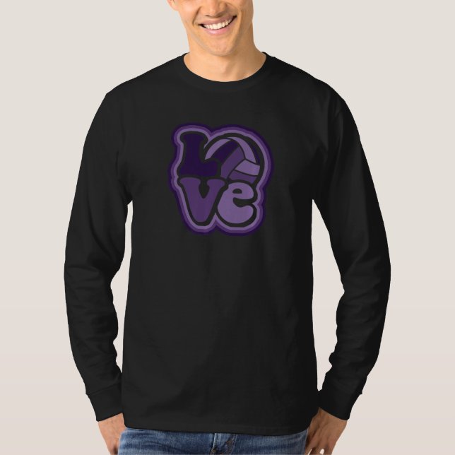 T-shirt Volleyball Love Violet & Purple for Teens & Women  (Devant)