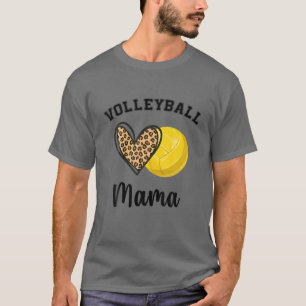 T-shirt Volleyball Mama Leopard Heart Sports Players Mothe