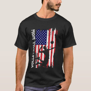 T-shirt Volleyball MAMAN Drapeau Américain Maman Patriotiq