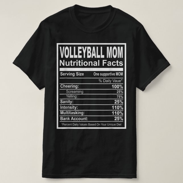 T-shirt Volleyball Maman Faits nutritionnels (Design devant)