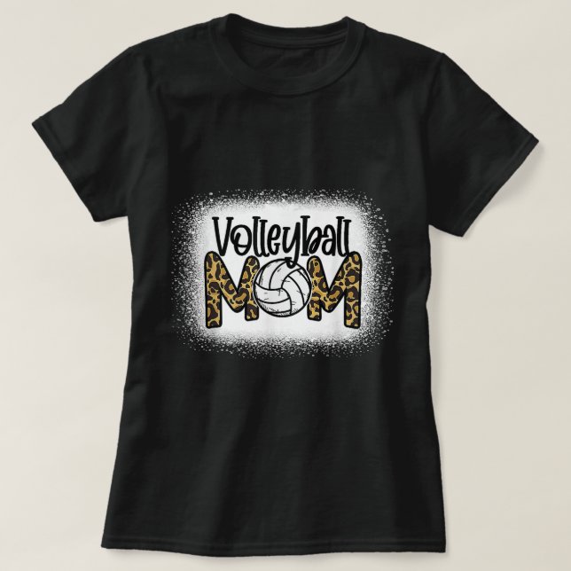 T-shirt Volleyball Maman Leopard Bleached Fun Fun Mother's (Design devant)
