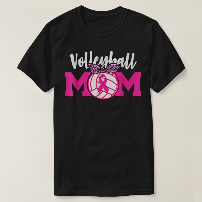 T-shirt Volleyball Maman Pink Ribbon Conscience du cancer  (Design devant)
