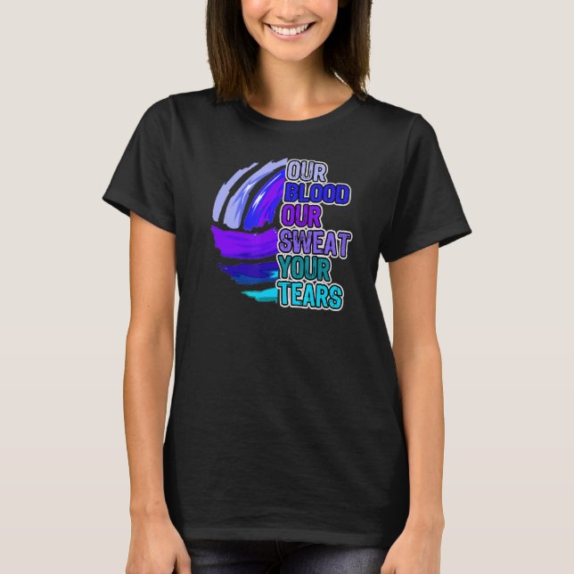 T-shirt Volleyball Motivation Notre Sang Notre Sueur Votre (Devant)