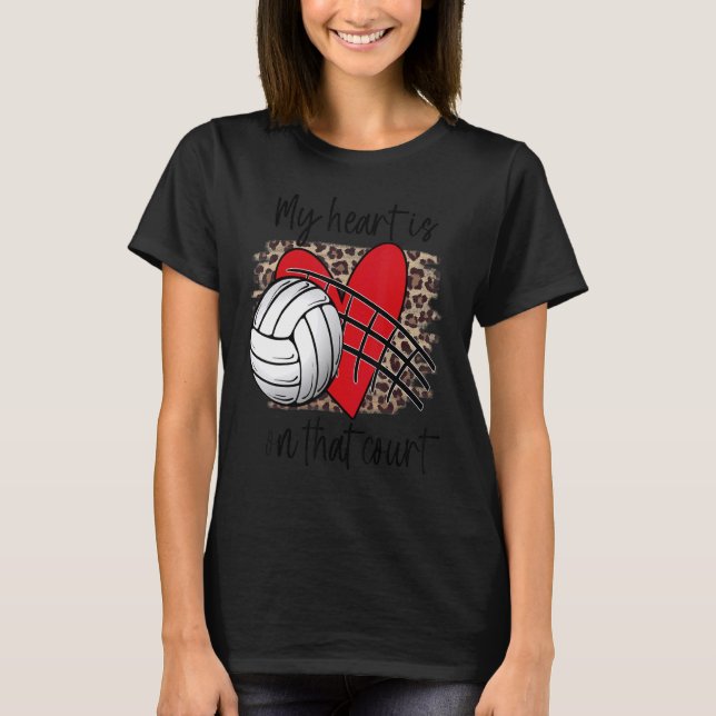 T-shirt Volleyball My Heart is on that Court Leopard Volle (Devant)