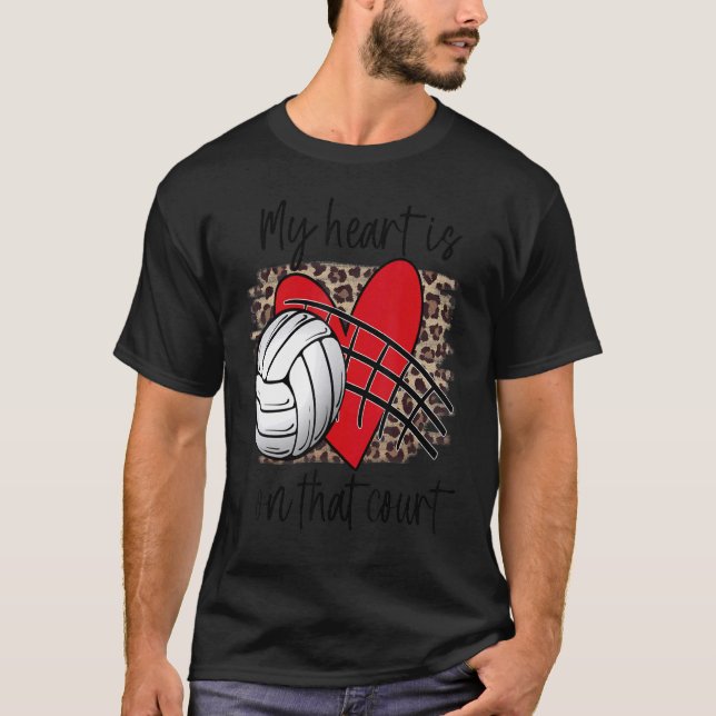T-shirt Volleyball My Heart is on that Court Leopard Volle (Devant)