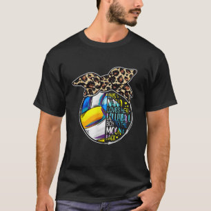 T-shirt Volleyball Nana Vintage Leopard Messy Bun