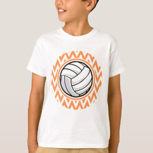 T-shirt Volleyball ; Orange et Blanc Chevron