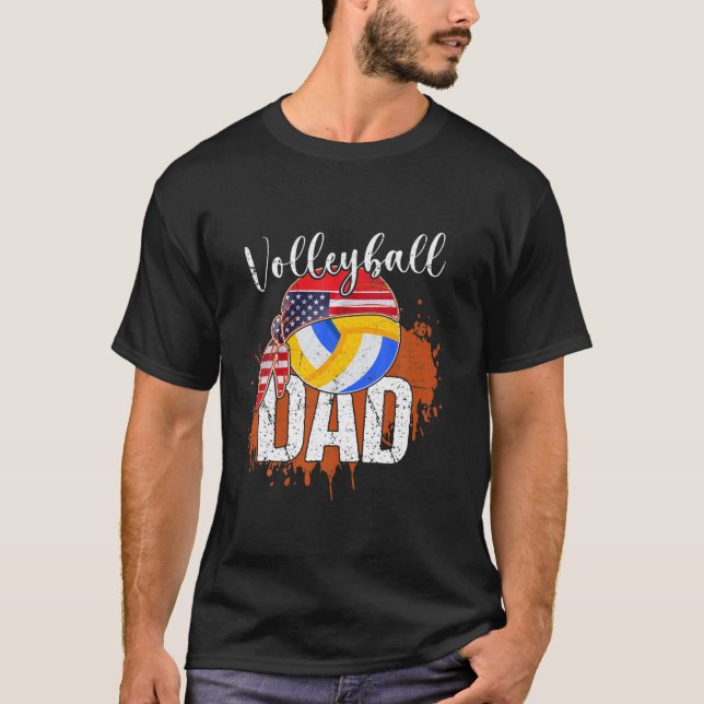 T-shirt Volleyball Papa Sport Amateur Drapeau Américain Pè (Devant)