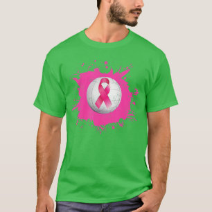 T-shirt Volleyball rose Ruban Sensibilisation au cancer du