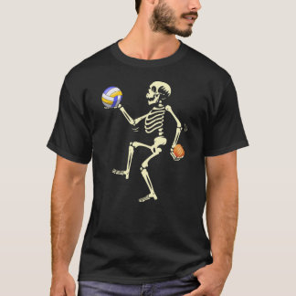 T-shirt Volleyball Skeleton Halloween Citrouille Funny Boo