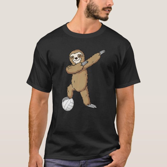 T-shirt Volleyball Sloth Dabbing Kids Boys Girls Youth   (Devant)