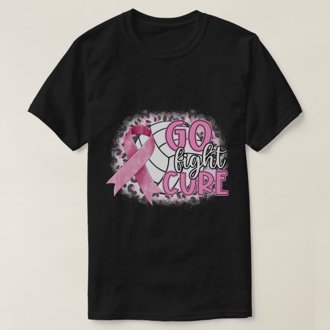 T-shirt Volleyball Tacker Cancer du sein Pink Ribbon Go Fi (Design devant)