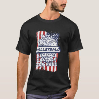 T-shirt Volleyball Us Drapeau Plage De Vball - Volleyball 