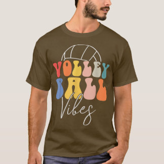 T-shirt Volleyball Vibes Retro Hippie Volleyball Gift For 