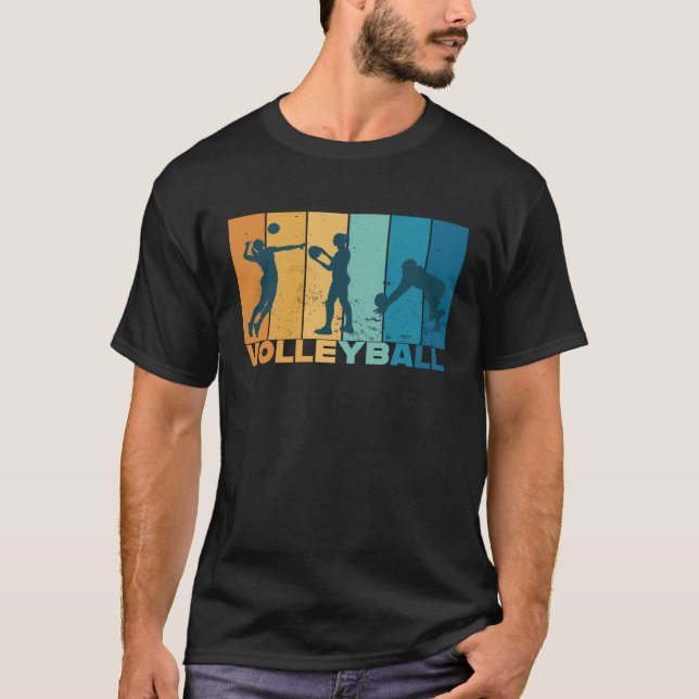 T-shirt Volleyball Vintage Retro Volleyball Player (Devant)