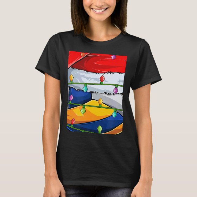 T-shirt Volleyball  Xmas Lights Santa Volleyball Christmas (Devant)