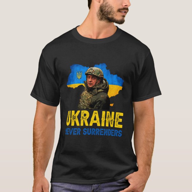 T-shirt Volodymyr Zelensky Ukraine ne cède jamais son sout (Devant)