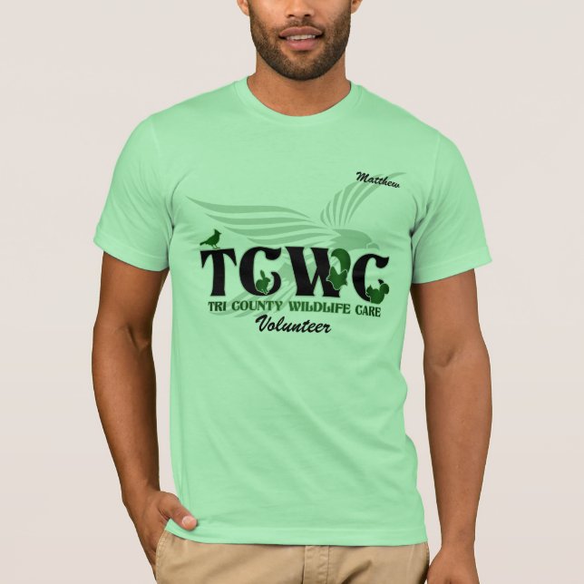 T-shirt Volontaire de logo de TCWC - chemise nommée faite (Devant)