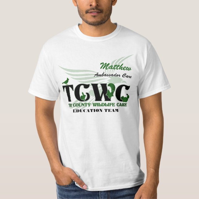 T-shirt Volontaire de logo de TCWC - volontaire/nom de (Devant)