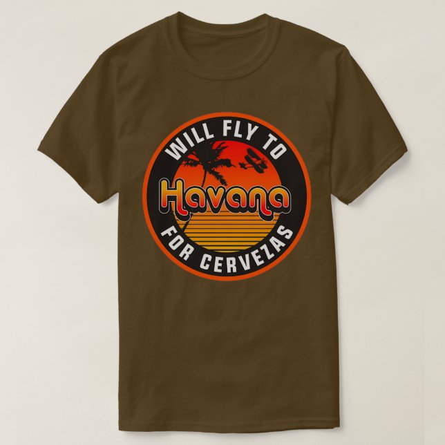 T-shirt Vols À La Havane Pour Cervezas (Design devant)