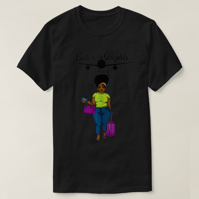 T-shirt Vols de rattrapage Pas de sentiments Voyager autou (Design devant)