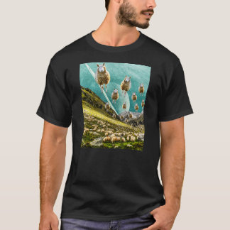 T-shirt Vols Moutons Drôle Surreal Art Collage