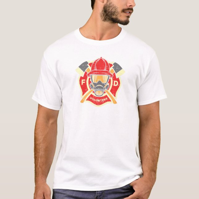 T-shirt Volunteer Fire Department Fireman Firefighter (Devant)