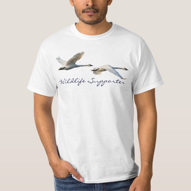 T-shirt Volying Trumpeter Swans Wildlife Supporter (Devant)