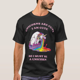 T-shirt vomir licorne avec arc-en-ciel