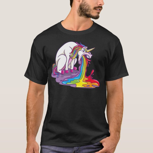 T-shirt VOMITING UNICORN Puking Unicornes par cadeau de jo (Devant)