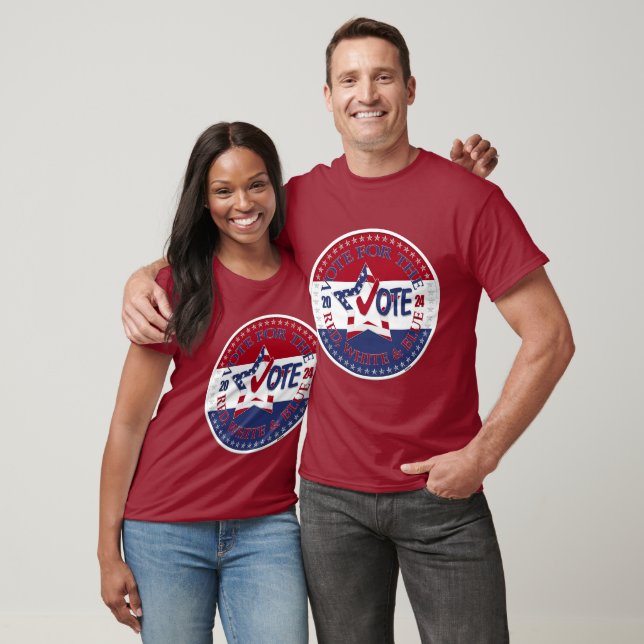 T-shirt Vote 2024 Pour Le Star des Votes Rouge, Blanc et B (Unisexe)