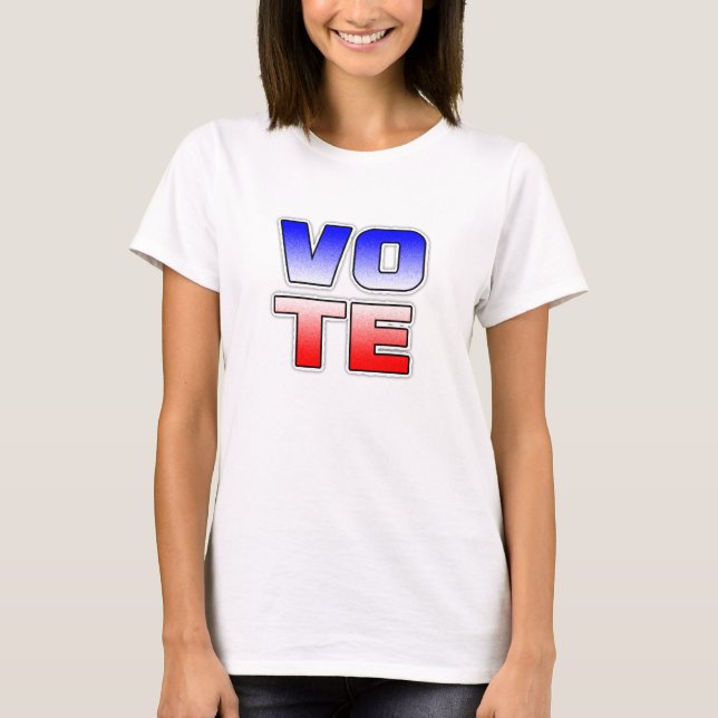 T-shirt VOTE Chemise de Textologie Rouge, Blanc et Bleu (Devant)