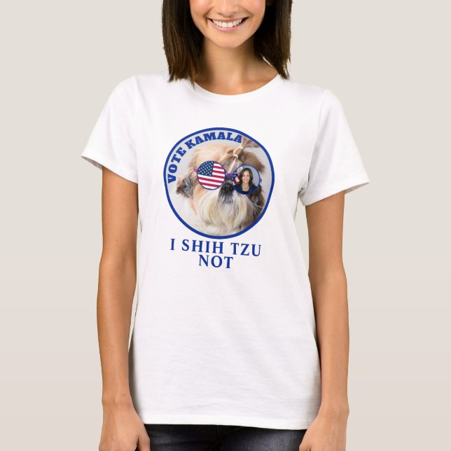 T-shirt Vote Kamala USA flag Shih Tzu Pas mignon chien (Devant)