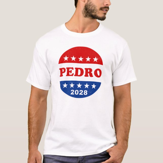 T-shirt Vote pour Pedro 2028 Bouton de campagne rétro drôl (Devant)