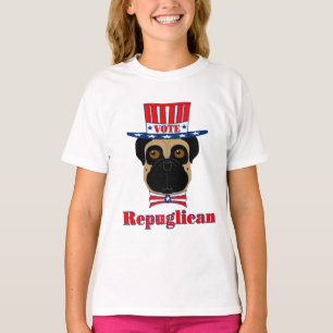 T-shirt Vote rePUGlican Funny Carlin en Casquette blanc ro