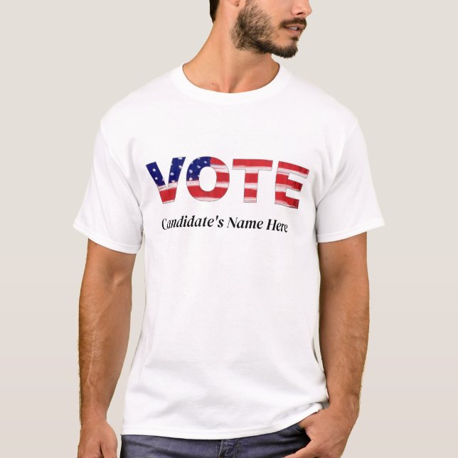 T-shirt Vote Texte dans les couleurs du drapeau Nom du can (Devant)