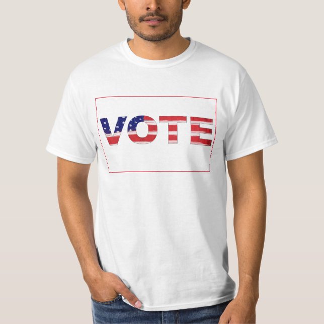T-shirt VOTE Texte rempli de couleurs d'indicateur (Devant)