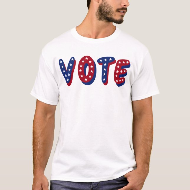 T-shirt Voter Stars Rouge Blanc Bleu (Devant)