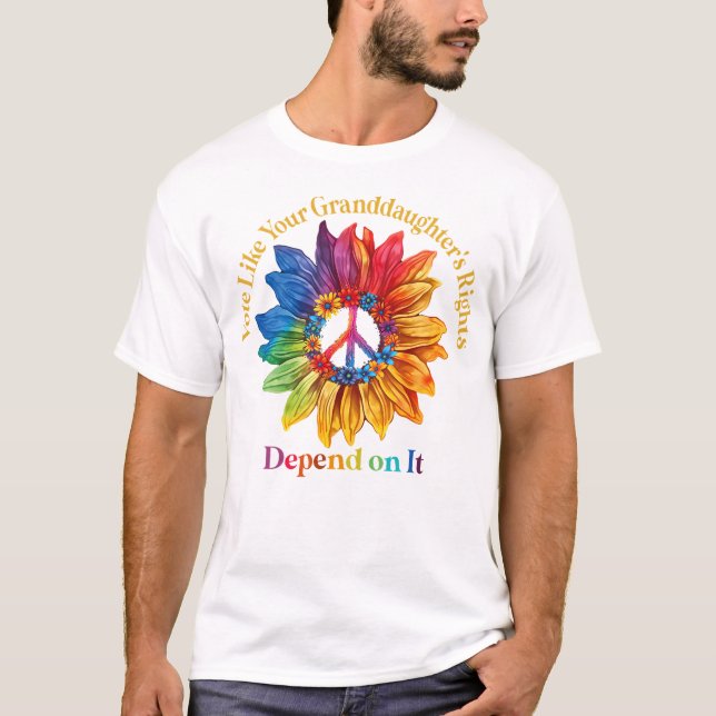 T-shirt Votez comme les droits de votre petite-fille en dé (Devant)
