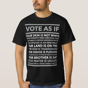 T-shirt Votez comme si, votre peau n'est pas blanche, vote