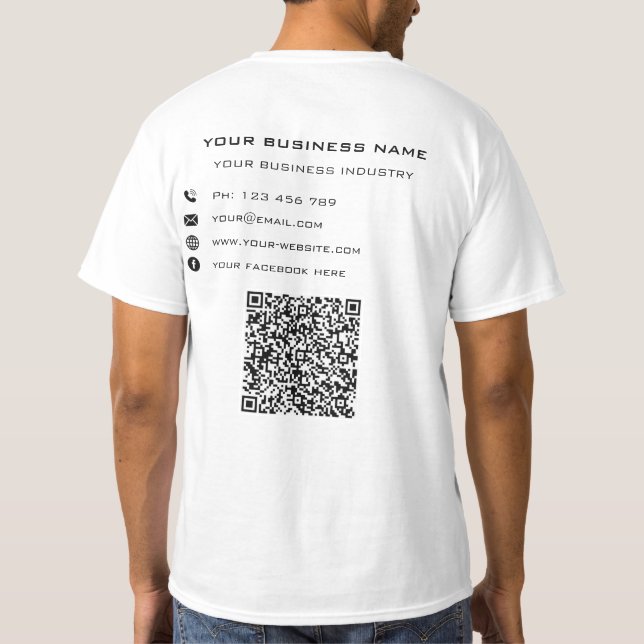 T-shirt Votre code QR Nom de texte personnalisé Entreprise (Dos)