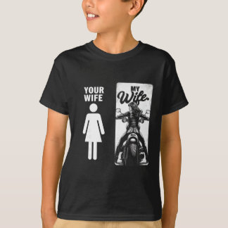 T-shirt Votre femme est simple Ma femme Biker Wife Saint-V