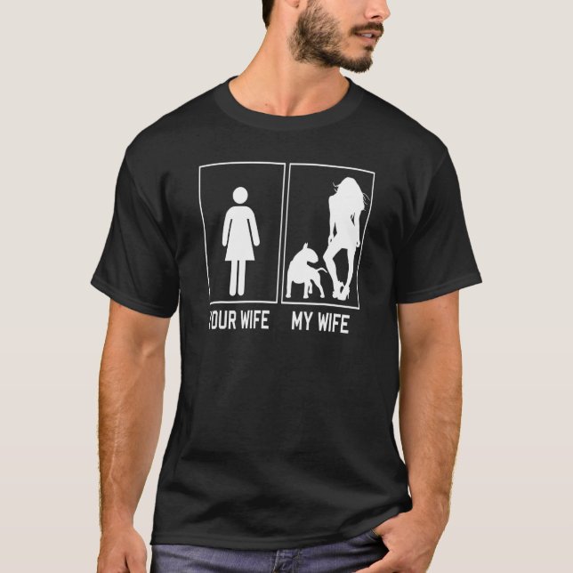 T-shirt Votre Femme Ma Femme Bull Terrier Pour Mari (Devant)