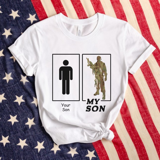 T-shirt Votre Fils Mon Fils Camo Soldat Drôle Parent Milit (Funny Your Son, My Son camo solider USA Military parent white t-shirt, Air Force Mom Dad, Army, Navy)