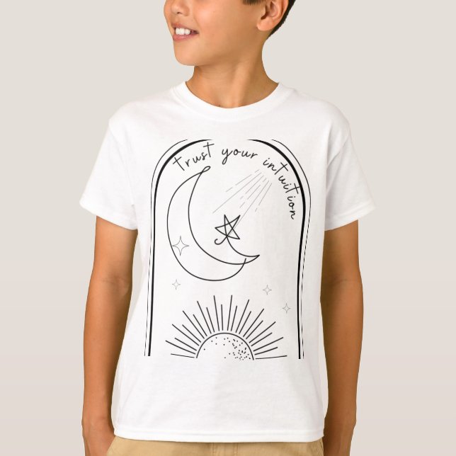 T-shirt Votre intuition Boho Stars Moon Abstrait Line Art  (Devant)